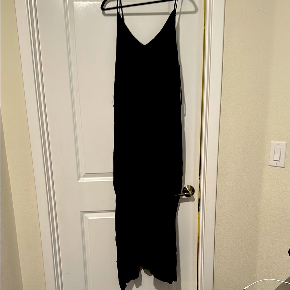 City Chic Black Maxi Slip Dress with Slit